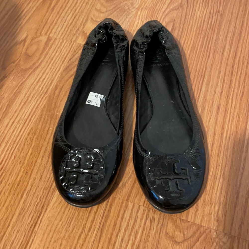 Tory Burch Reva Flats Black Crocodile